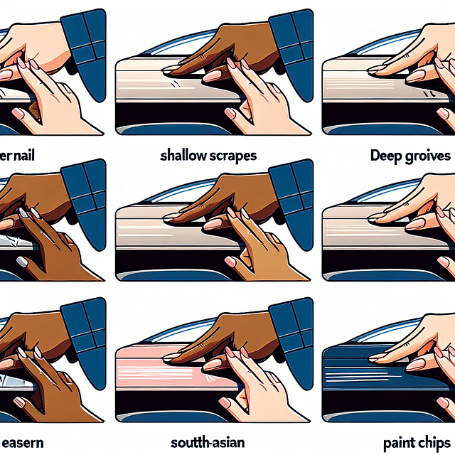 Fingernail test on different types of car scratches