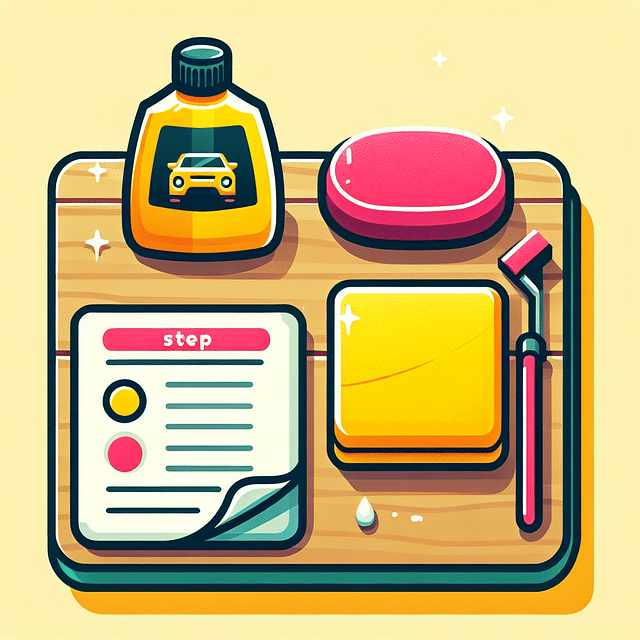 car polish, microfiber cloth, and foam pad on a table
