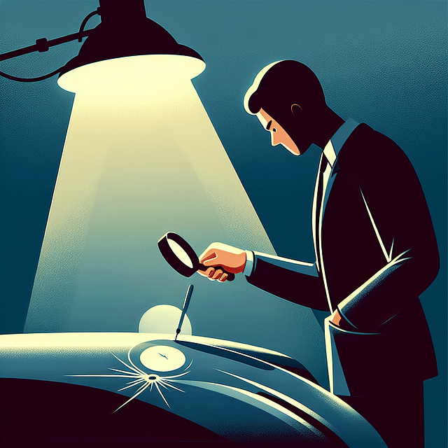 inspecting the polished car scratch under good lighting