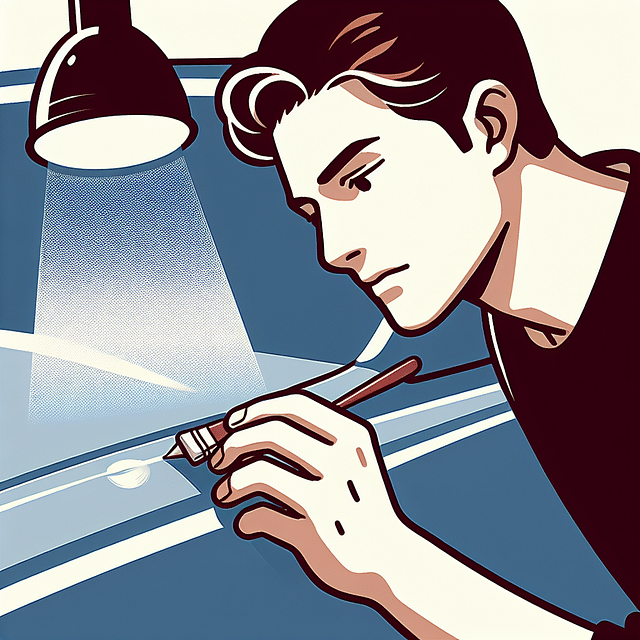 Close-up of a person inspecting a car scratch in good lighting