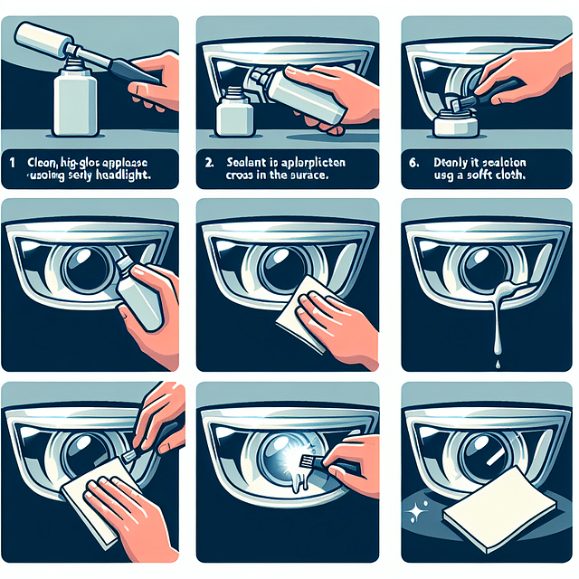 applying sealant on a polished headlight