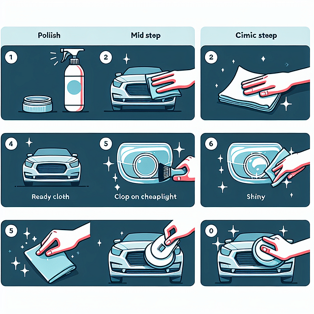 applying polish onto a car headlight