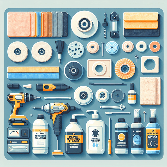 headlight polishing supplies laid out