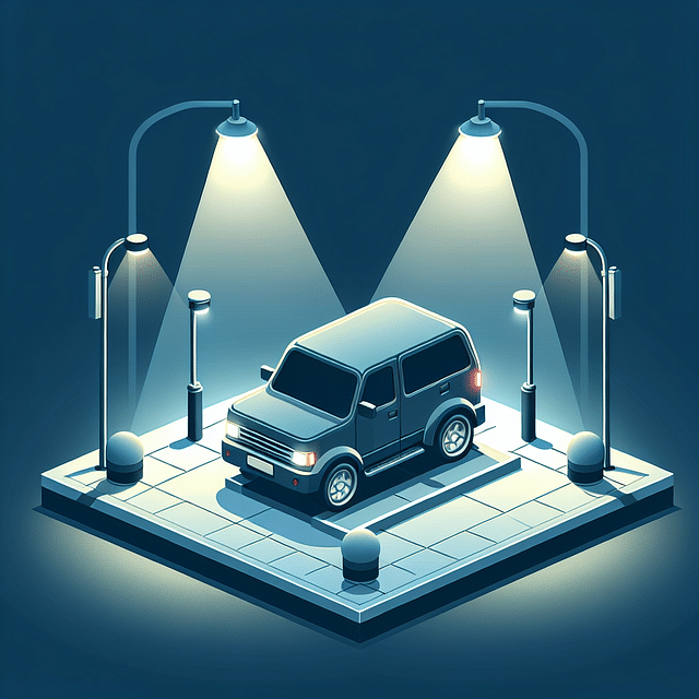 vehicle parked in a safe, well-lit area