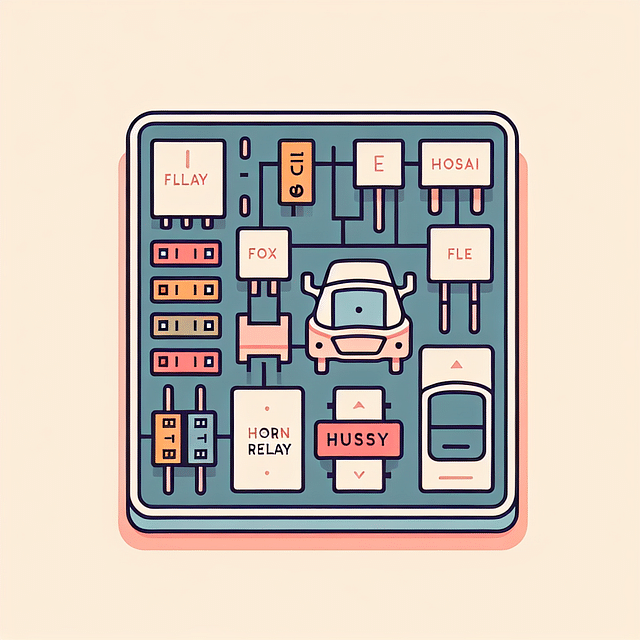 diagram of a car fuse box with the horn relay highlighted