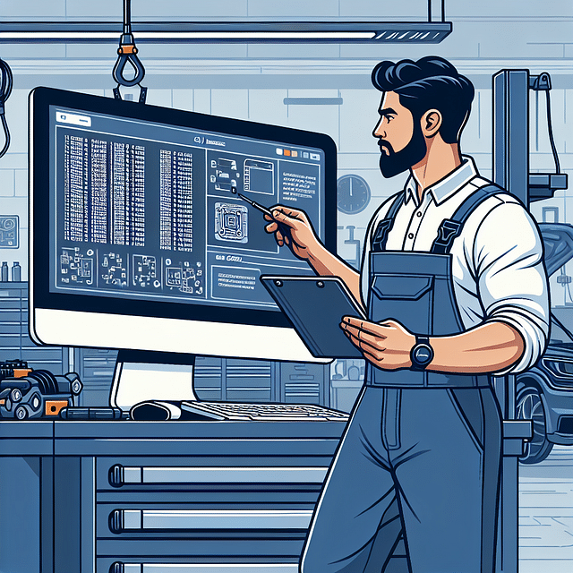 mechanic analyzing ECU diagnostic fault codes