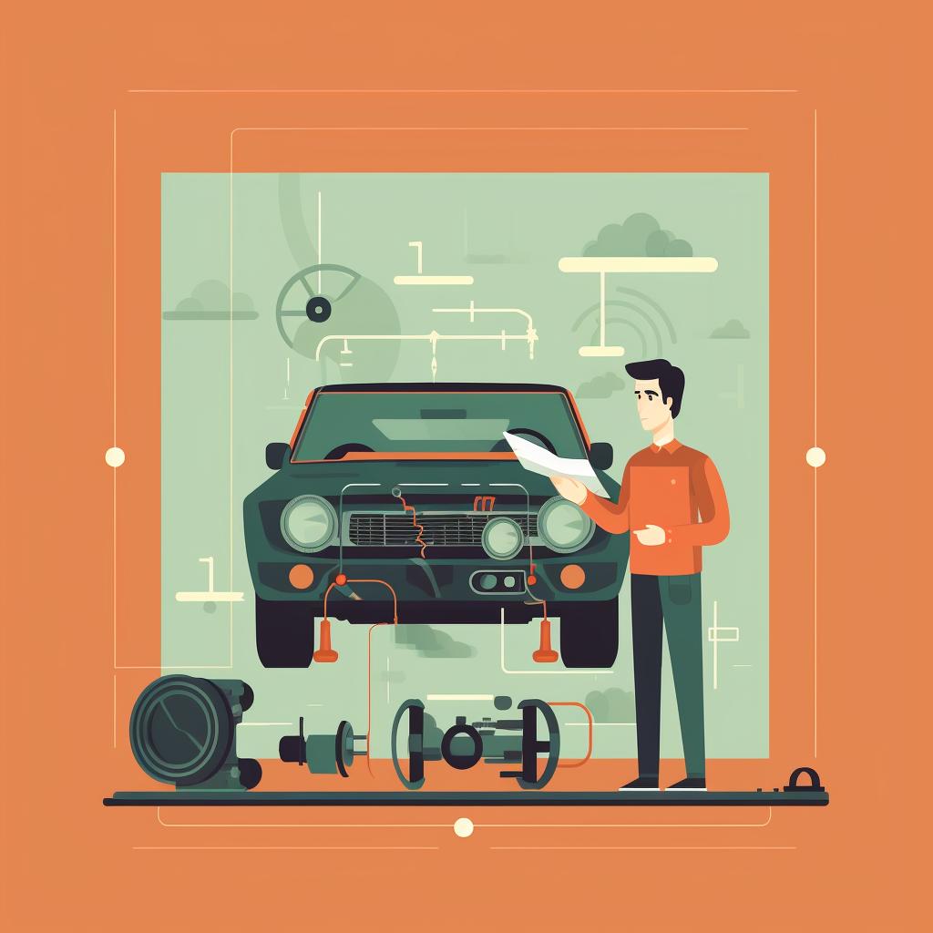 A person inspecting the transmission system of a car