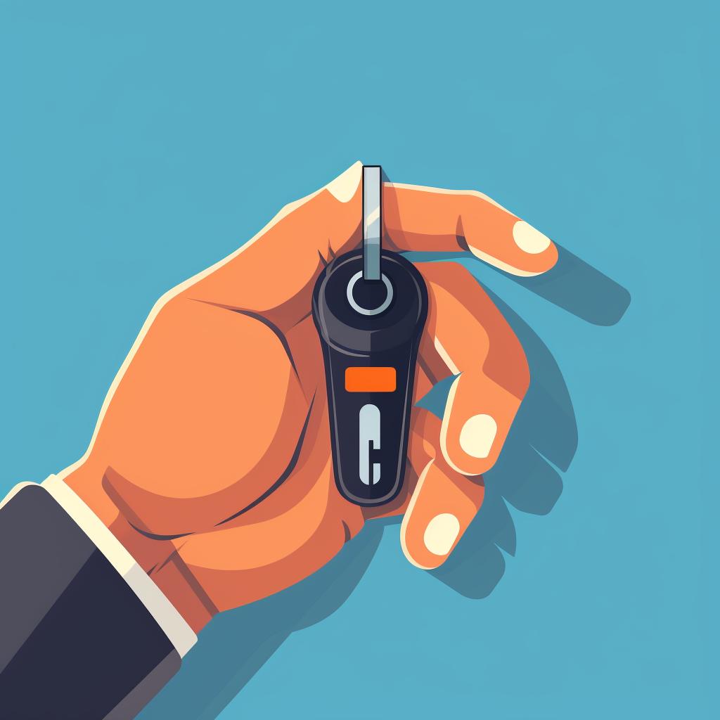 A person programming a car key fob