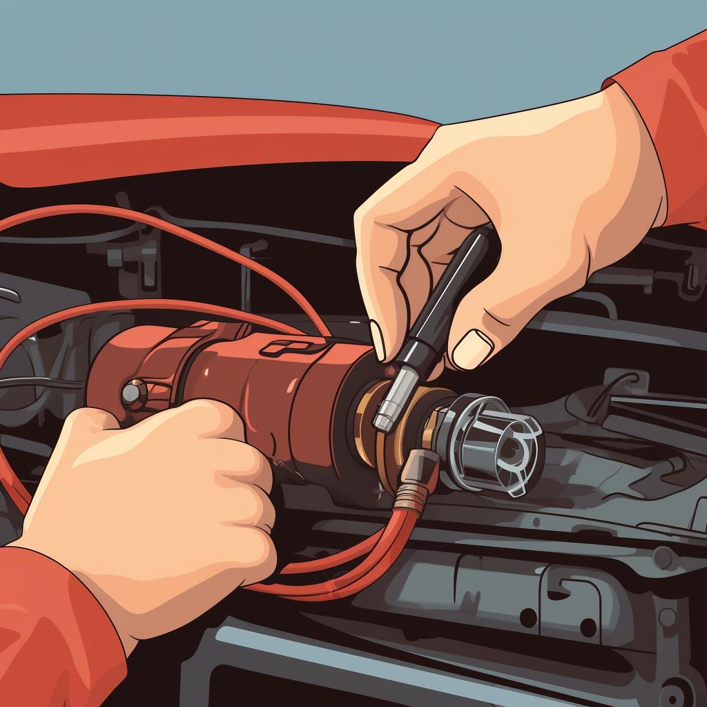 Hand replacing a car's A/C fuse