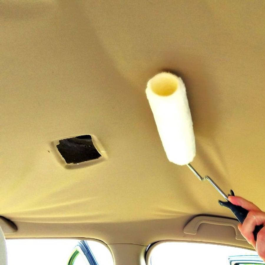 A car with a sagging headliner