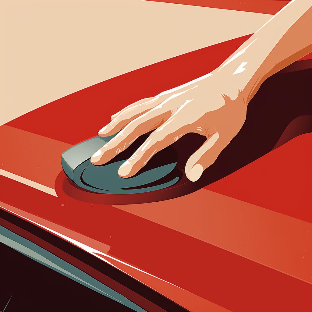 Close-up of a hand sanding a car's surface